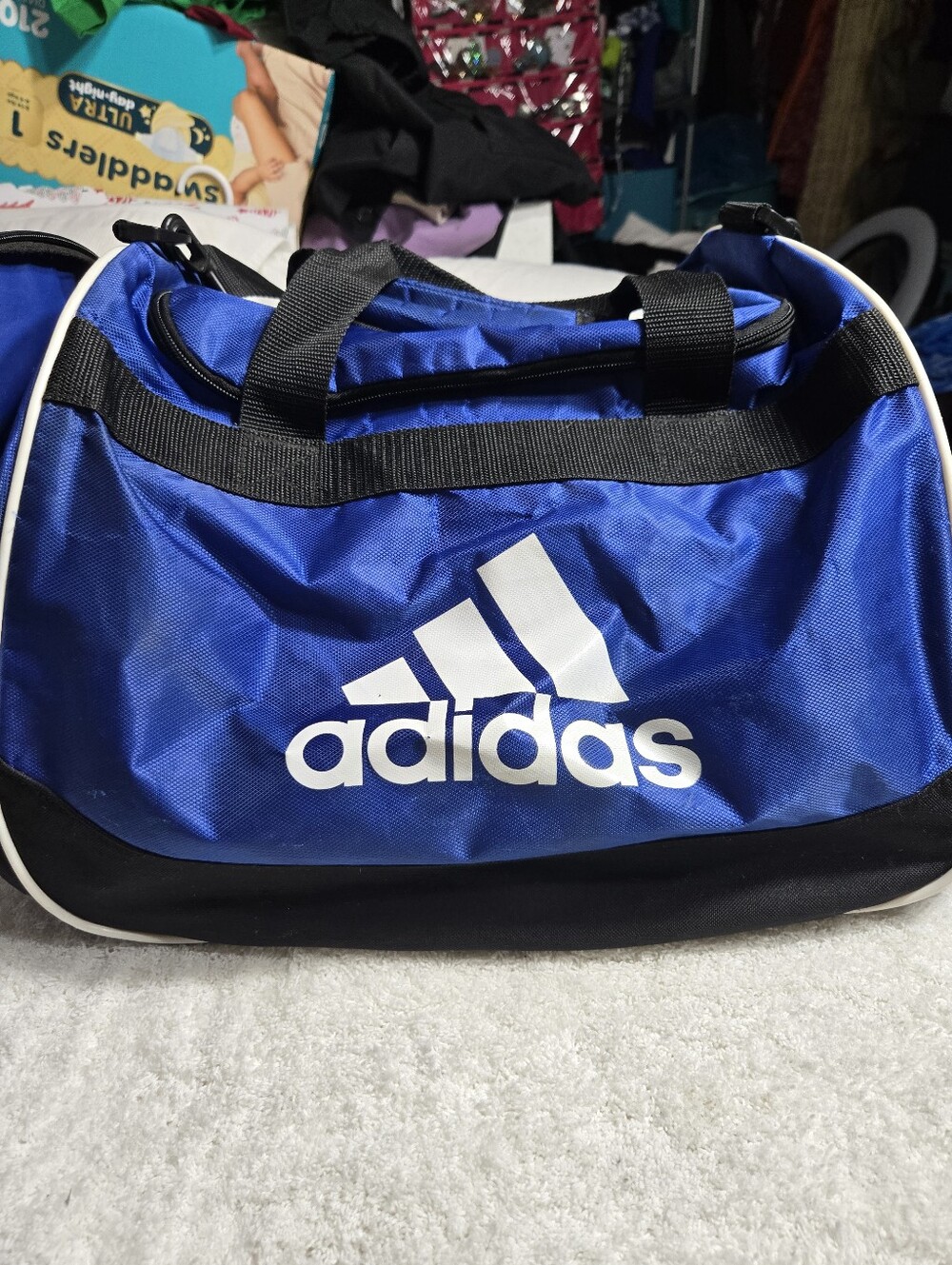 Adidas Small Gym Bag Blue White With Shoulder Strap